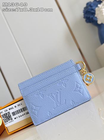 Bagsaaa M13649 LV Charms Card Holder Blue - 10.2cm