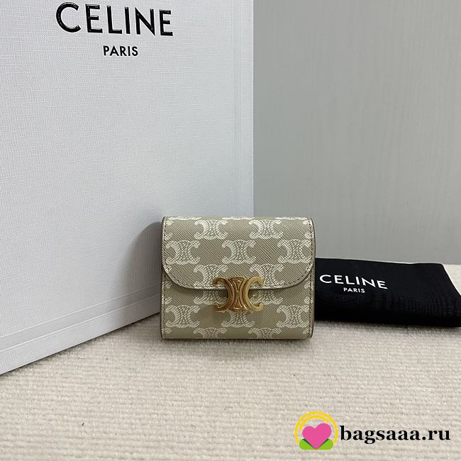 Bagsaaa Celine Small Flap Wallet Triomphe In Triomphe Canvas - 10.5cm - 1