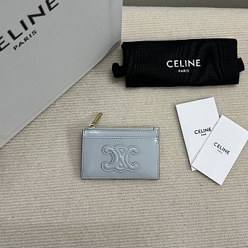 Bagsaaa Celine Zipped Card Holder Cuir Triomphe In Shiny Calfskin blue - 11cm