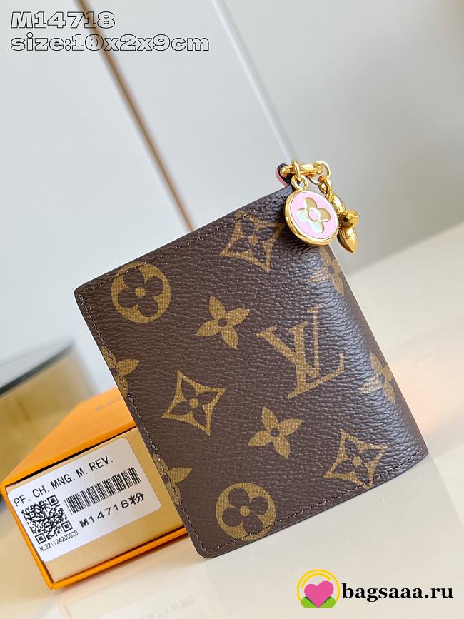 Bagsaaa M14718 LV Charms Pocket Wallet Pink - 10cm - 1