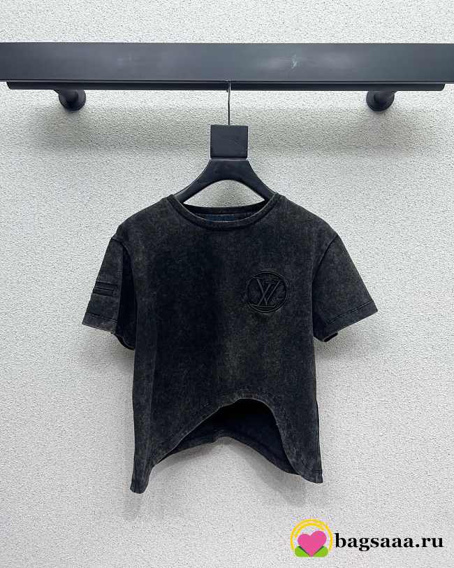 Bagsaaa LV Curve Hem T-Shirt Dark Gray Denim - 1