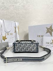 Bagsaaa Dior Small Diorcamp Bag Blue Dior Oblique Chambray-Effect Embroidery - 23cm - 3