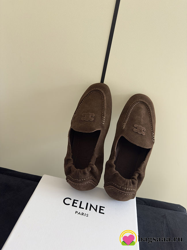 Bagsaaa Celine Adam Loafer In Suede Calfskin Dark Brown - 1