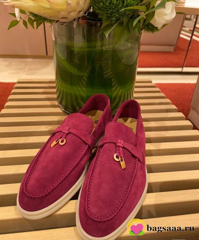 Bagsaaa Loro Piana Summer Charms Walk Moccasin Rose Pink Suede - 1
