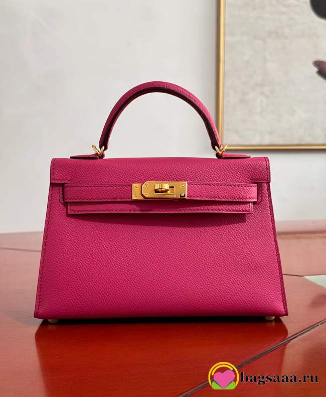Bagsaaa Hermes Kelly Mini 20 Rose Extreme Pink - 20cm - 1