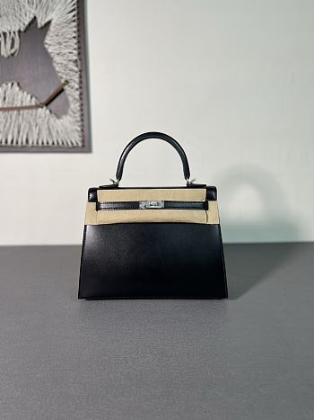 Bagsaaa Hermès Kelly 25 Box Black Silver Buckle - 25cm