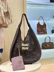 Bagsaaa Miu Miu Logo-Embroidered Cotton-Knit Tote Bag Dark Brown - 44cm - 1