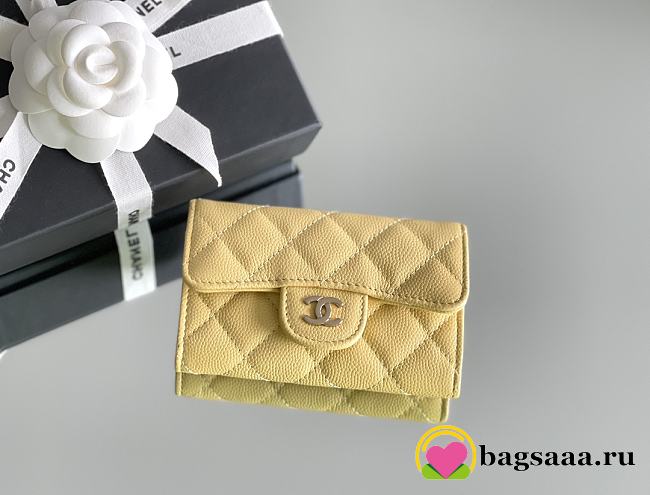 Bagsaaa Chanel Classic Card Holder Grained Calfskin Yellow - 11.3cm - 1
