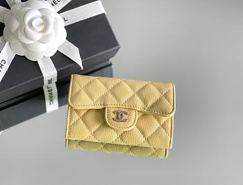 Bagsaaa Chanel Classic Card Holder Grained Calfskin Yellow - 11.3cm