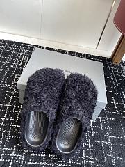 Bagsaaa Balenciaga Faux Fur Mule Crocs Slippers black - 2