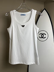 Bagsaaa Prada Women's Ribbed Knit Jersey Tank Top White - 1