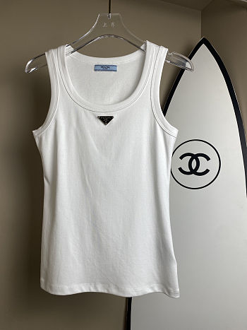 Bagsaaa Prada Women's Ribbed Knit Jersey Tank Top White