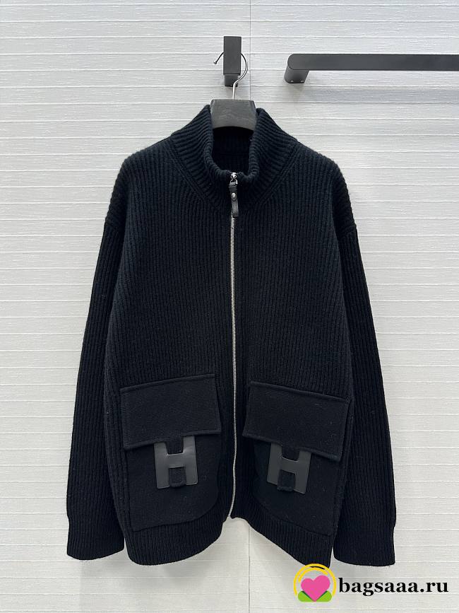 Bagsaaa Hermes Wool knit jacket black - 1
