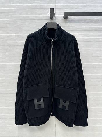 Bagsaaa Hermes Wool knit jacket black