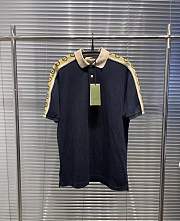 Bagsaaa Gucci Interlock Double G Stripe Polo Shirt Black - 1