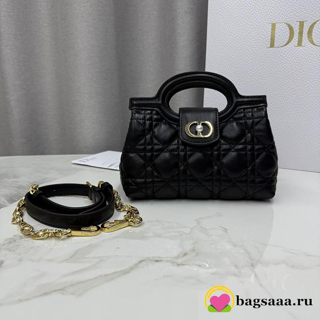Bagsaaa Dior Jolie Top Handle Mini Bag Black Cannage Lambskin - 18.5cm - 1