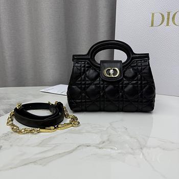 Bagsaaa Dior Jolie Top Handle Mini Bag Black Cannage Lambskin - 18.5cm