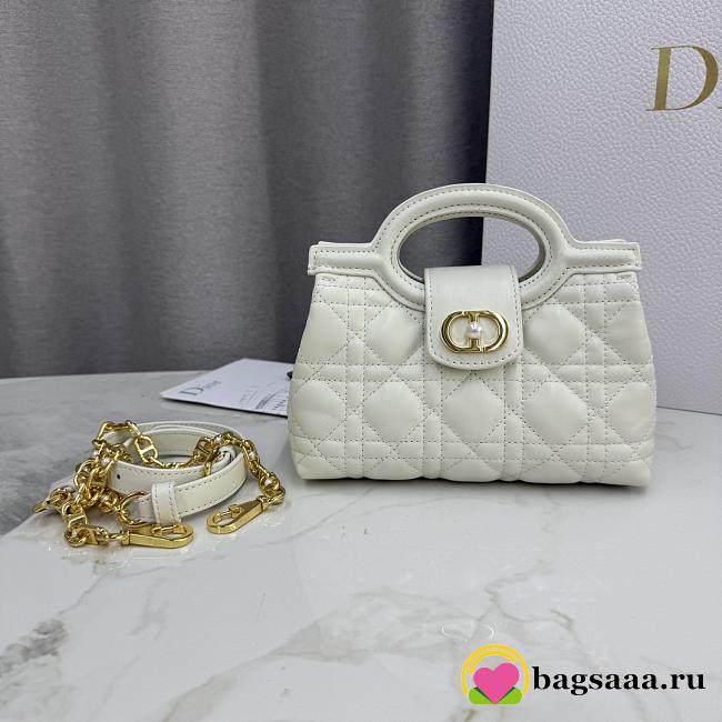 Bagsaaa Dior Jolie Top Handle Mini Bag Latte Cannage Lambskin - 18.5cm - 1
