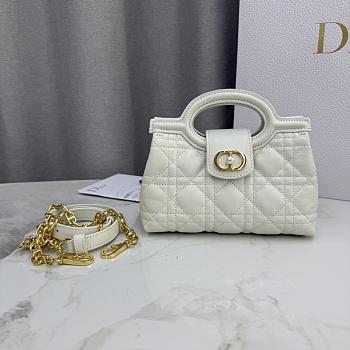 Bagsaaa Dior Jolie Top Handle Mini Bag Latte Cannage Lambskin - 18.5cm