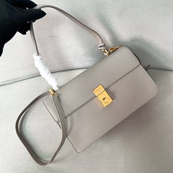 Bagsaaa Prada Soft Sound medium leather shoulder bag 1BN023 gray - 28cm