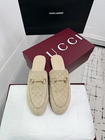 Bagsaaa Gucci Women's Princetown slipper 802163 beige GG velvet