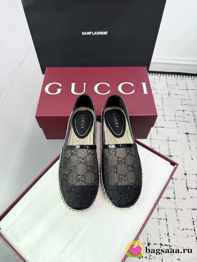 Bagsaaa Gucci Women's crystal GG espadrille 835088 black - 1