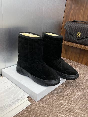 Bagsaaa Dior Frost Ankle Boot Black Cannage Suede and Ecru Lambskin Shearling