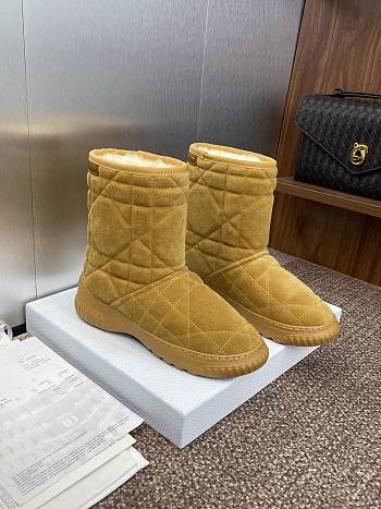 Bagsaaa Dior Frost Ankle Boot Beige Cannage Suede and Ecru Lambskin Shearling