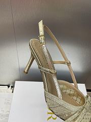 Bagsaaa Dior Adiorable Slingback Pump Transparent Mesh Embroidered with Gold-Tone Laminated Thread and Strass - 10cm - 3