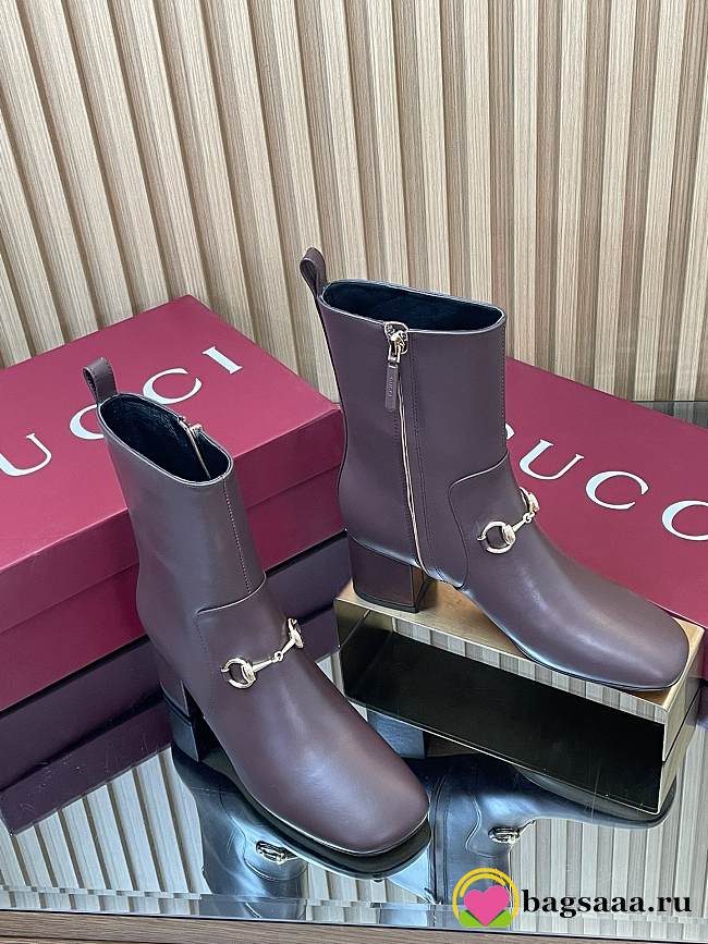 Bagsaaa Gucci Women's ankle boot with Horsebit 835808 dark brown - 1