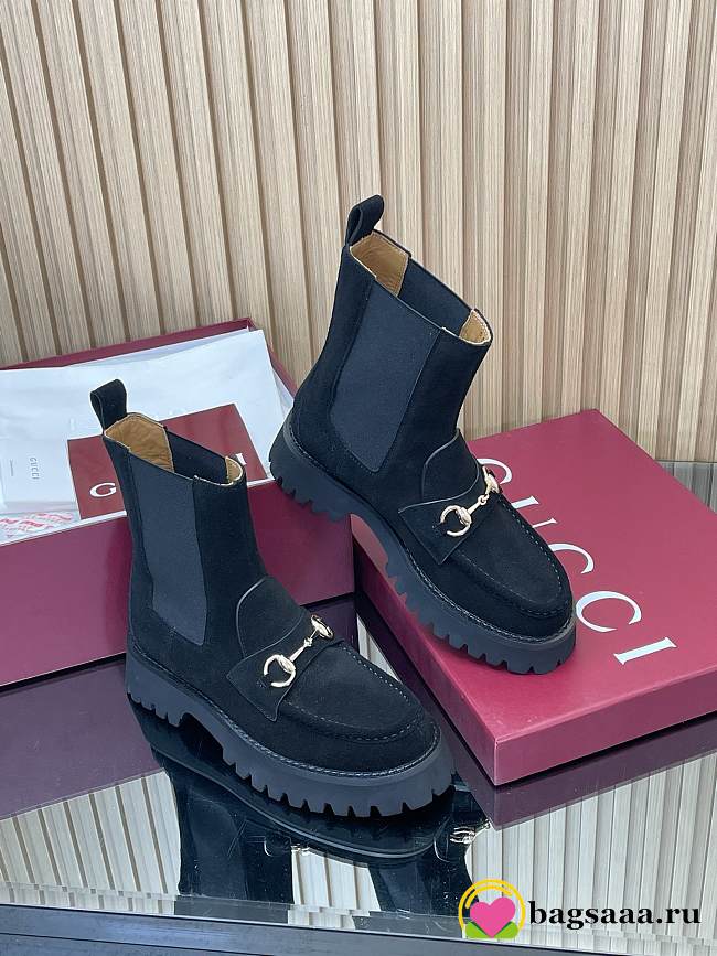 Bagsaaa Gucci Women's ankle boot with Horsebit 834770 black suede - 1