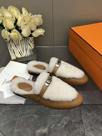 Bagsaaa Hermes Oz mule brown & shearling