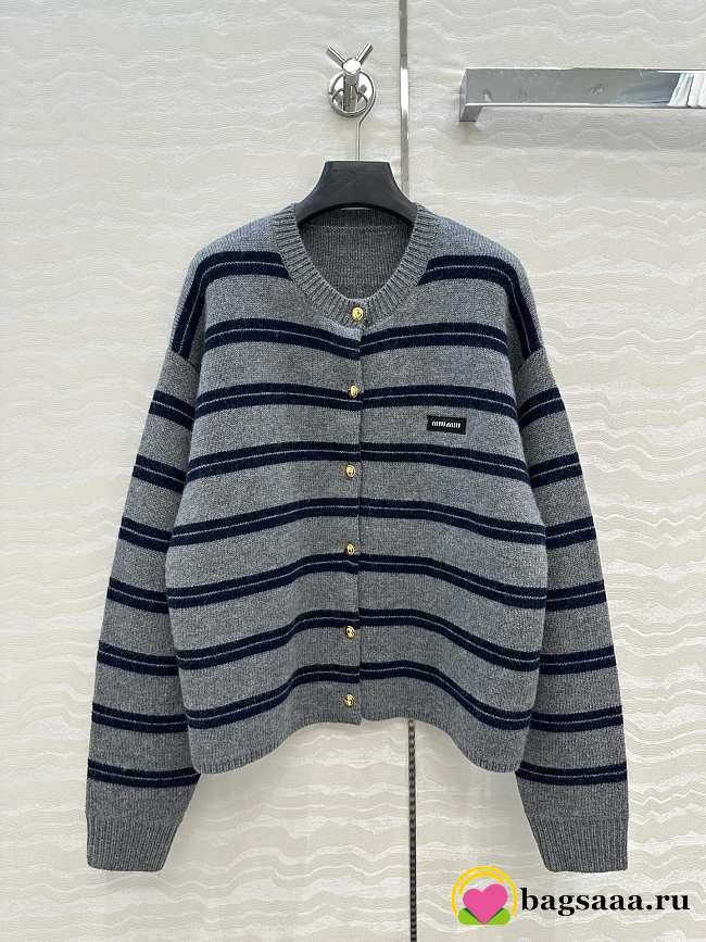 Bagsaaa Miu Miu striped-pattern cardigan - 1