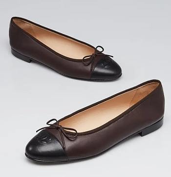 Bagsaaa Chanel Ballet Flats Dark Brown & Black Lambskin