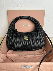 Bagsaaa Miu Miu Wander matelassé nappa leather hobo bag 5BC153 black - 25cm - 1