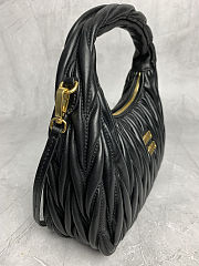 Bagsaaa Miu Miu Wander matelassé nappa leather hobo bag 5BC153 black - 25cm - 4