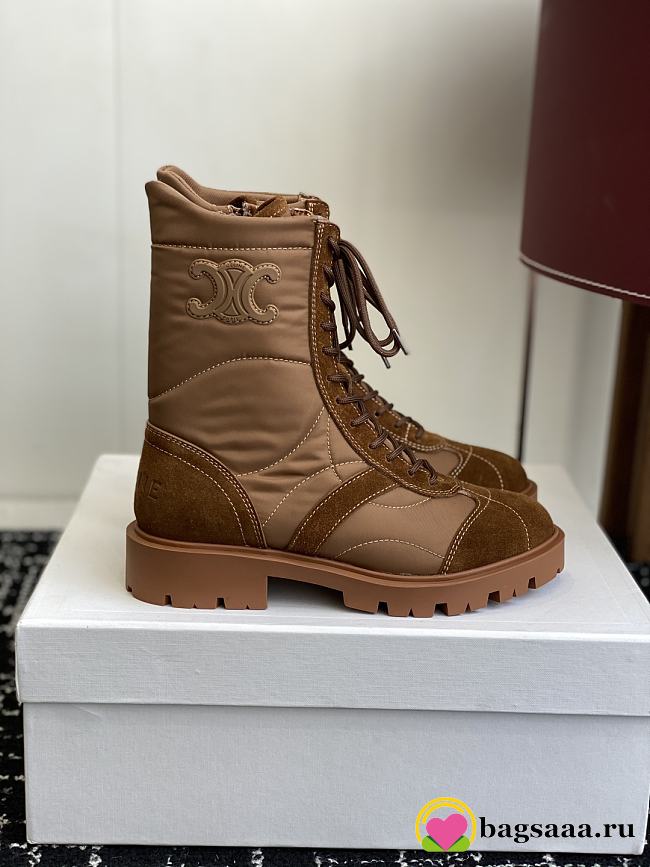 Bagsaaa Celine Margaret Boot In Nylon and Suede Calfskin 365115 dark beige - 1