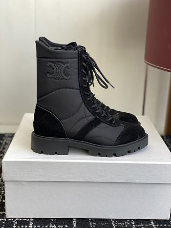 Bagsaaa Celine Margaret Boot In Nylon and Suede Calfskin 365115 black