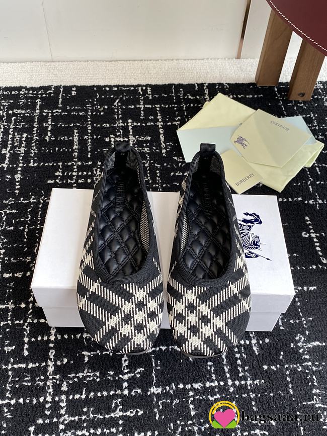 Bagsaaa Burberry Check Knit Baby ballerinas black - 1