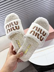 Bagsaaa Miu Miu Shearling slides white - 2