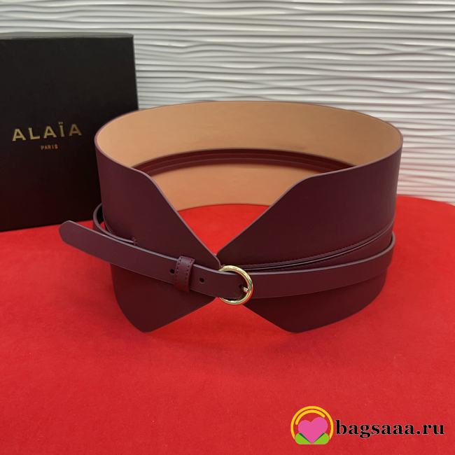 Bagsaaa Alaia Double Bustier Belt In Calfskin Dark Red - 1