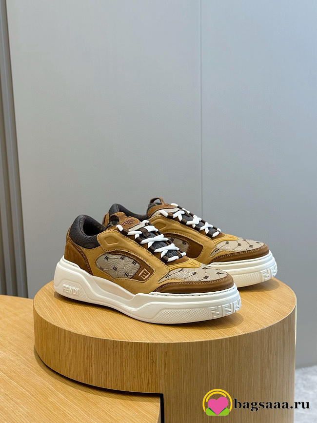 Bagsaaa Fendi Force leather sneakers with FF Jacquard - 1