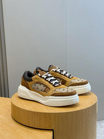 Bagsaaa Fendi Force leather sneakers with FF Jacquard