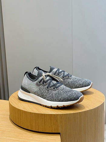Bagsaaa Brunello Cucinelli knit runners in dark grey