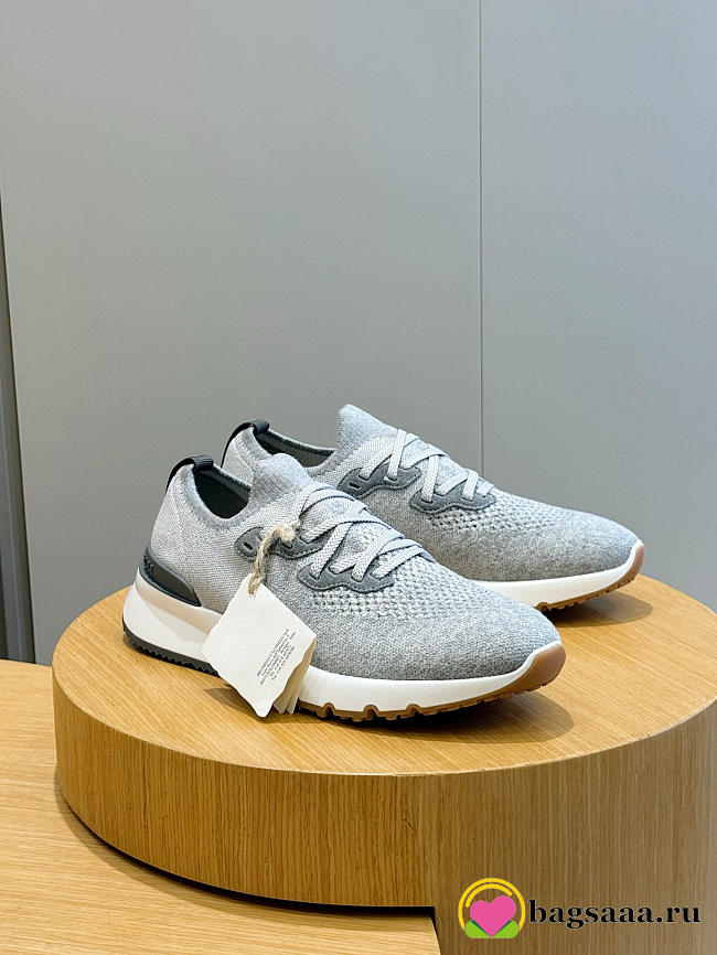 Bagsaaa Brunello Cucinelli knit runners in grey - 1