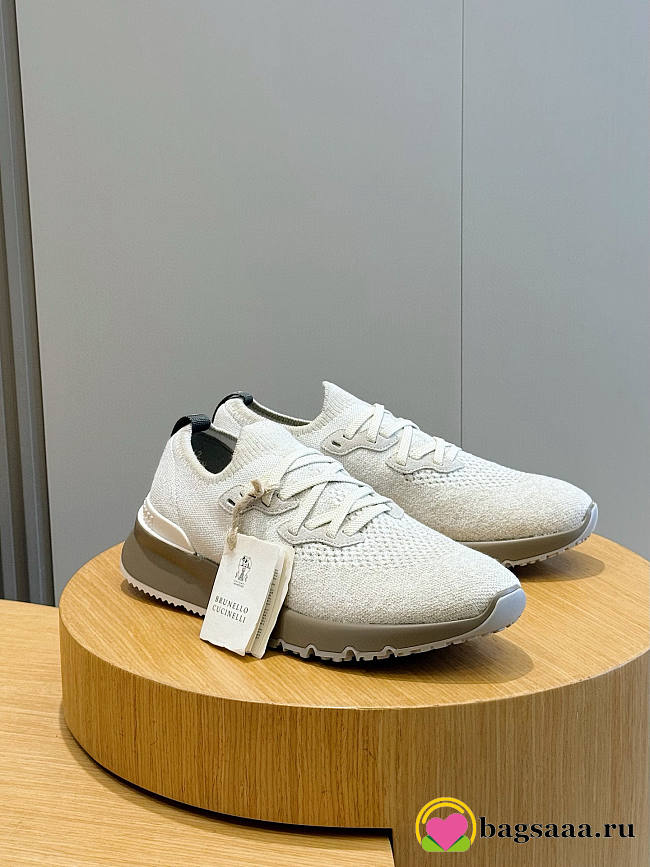 Bagsaaa Brunello Cucinelli knitted sneakers ivory - 1