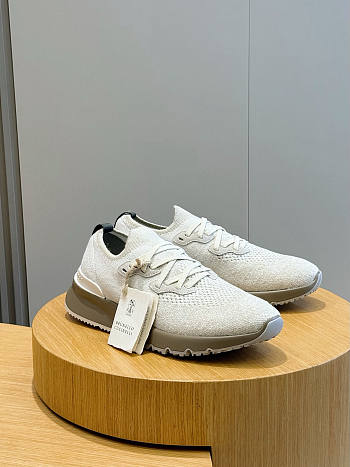 Bagsaaa Brunello Cucinelli knitted sneakers ivory