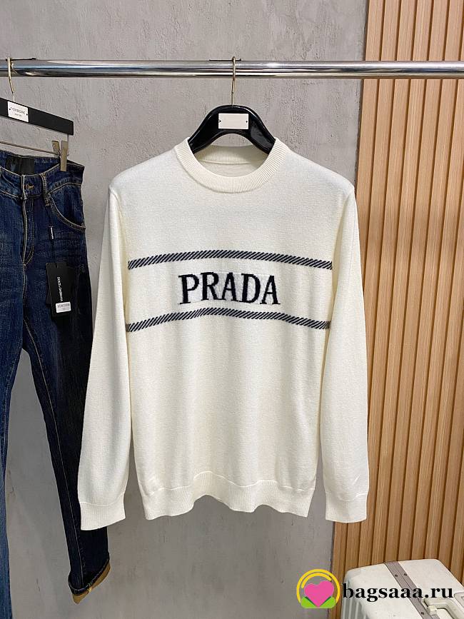 Bagsaaa Prada wool and cashmere crew-neck sweater white - 1