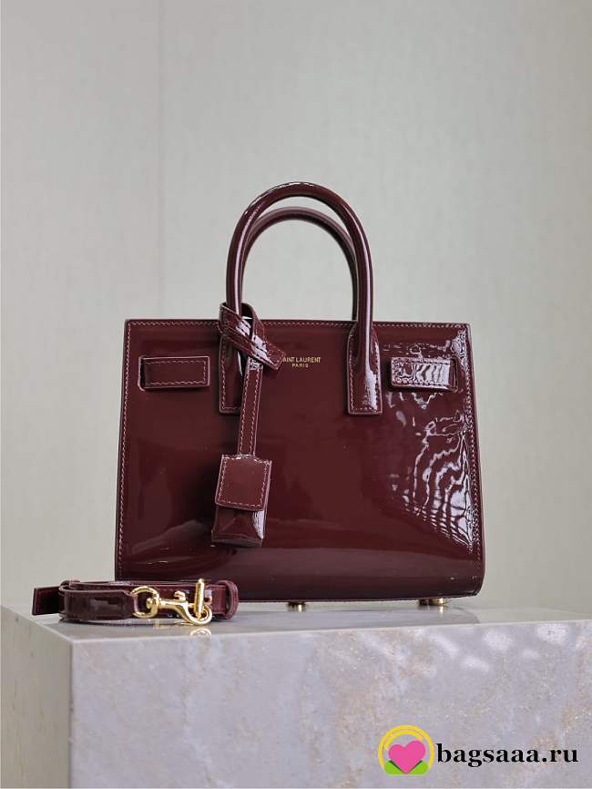 Bagsaaa YSL SAC DE JOUR in patent leather - nano 398711 Dark Red Wine - 22cm - 1