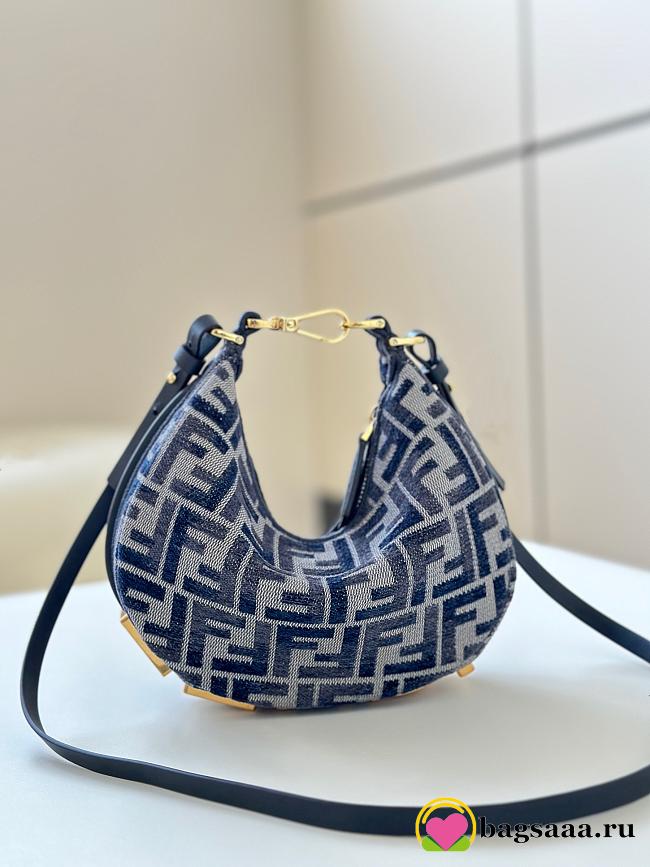 Bagsaaa Fendigraphy Mini Blue chenille mini-bag - 20 cm - 1